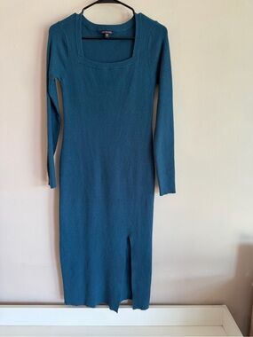 blue dress with nude shoes Melani Lace Peekaboo Dress main image 1
